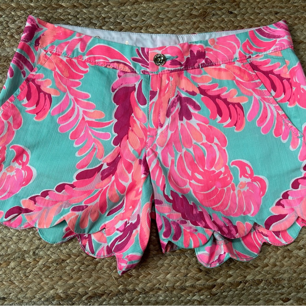 Lilly Pulitzer Pink and Aqua High Waist Shorts